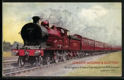 Künstler-AK Birmingham 2-hours Express on the N.W. division, englische Eisenbahn