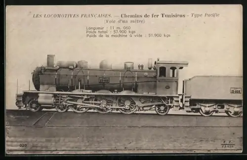 AK Les Locomotives Francaises, Chemins de fer Tunisiens, Type Pacific, Lokomotive 231-808