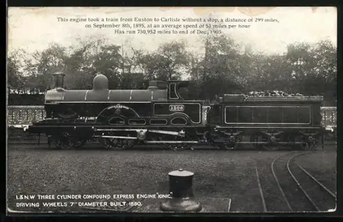 AK Three Cylinder Compound Express Engine No.1306, L & NW Rly., englische Eisenbahn