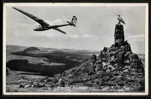 AK Segelflieger am Fliegerdenkmal Wasserkuppe