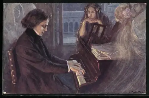 Künstler-AK Gemälde Chopin komponiert Les Préludes von L. Balestrieri