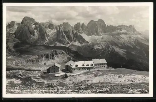 AK Rifugio Bolzano si Monte Pez, Berghütte mit Gipfelpanorama