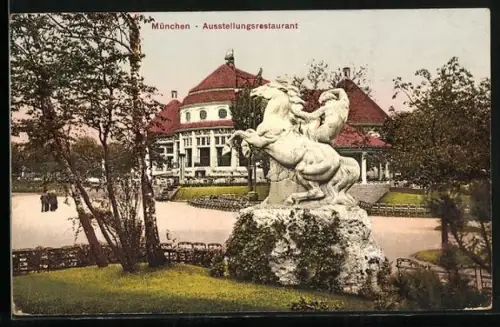 AK München, Blick auf das Ausstellungsrestaurant