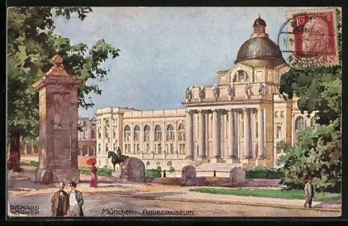 Künstler-AK Richard Wagner: München, Partie am Armeemuseum