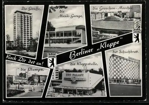 AK Berlin, Berliner Klappe, Die Giraffe, die Musik-Garage, die Groschen-Moschee, die Plumpe, die Klappstulle