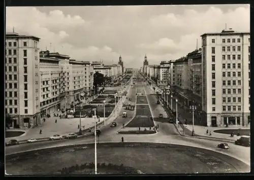 AK Berlin, Blick in die Stalinallee nach Osten