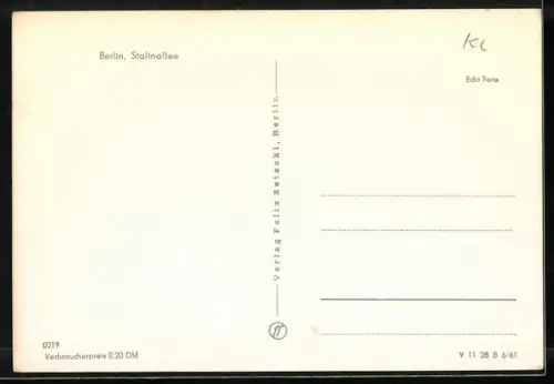 AK Berlin, Stalinallee aus der Vogelschau