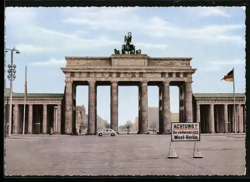 AK Berlin, Brandenburger Tor, Grenze West-Berlins