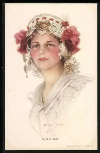 Künstler-AK Philip Boileau: Queenliness, Schönes Mädchen mit Haube