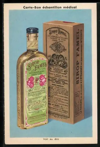 AK Carte-Bon échantillon médical - Voir au dos, Sirop Famel, Reklame