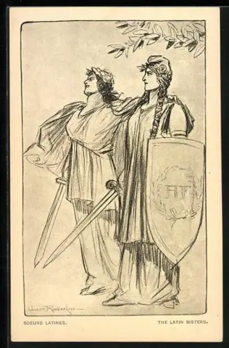 Künstler-AK Louis Raemaekers: the Latin sisters