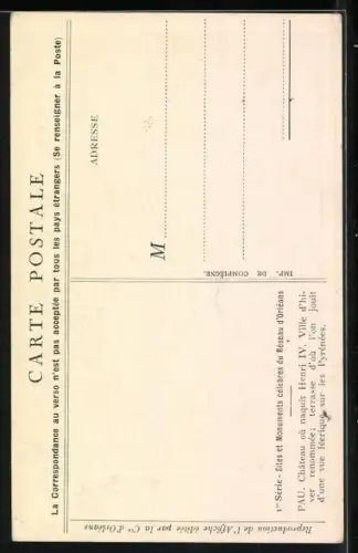 Künstler-AK Pau, Schloss in der milden Herbstsonne