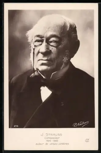 AK Komponist J. Strauss mit Fliege und Brille