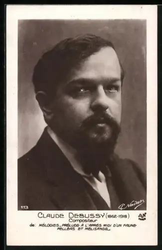 AK Portrait Komponist Claude Debussy im Anzug