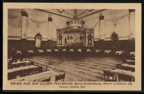 AK Berlin-Schöneberg, Colibri Festsäle, Martin Lutherstr. 69