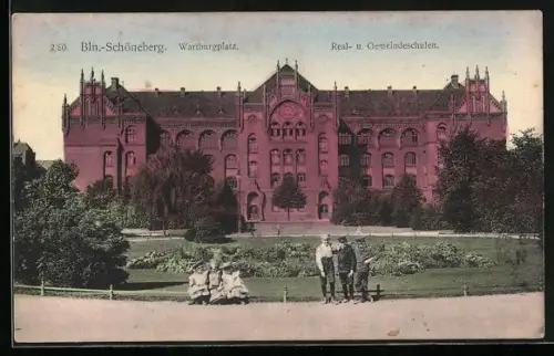 AK Berlin-Schöneberg, Wartburgplatz, Real- und Gemeindeschulen