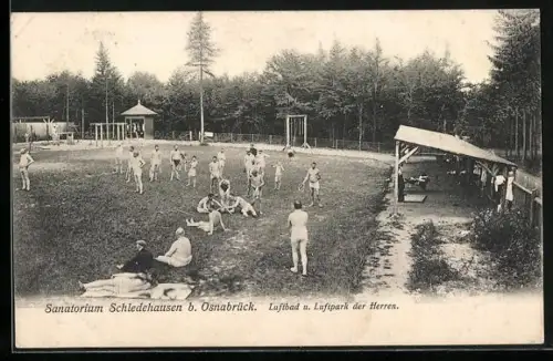 AK Schledehausen b. Osnabrück, Sanatorium, Luftbad und Luftpark der Herren