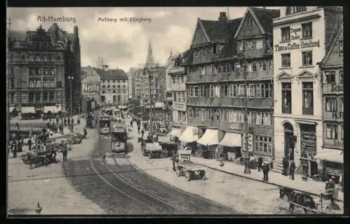AK Hamburg, Messberg mit Klingberg, Strassenbahn