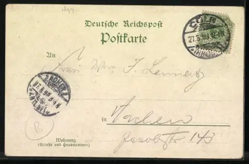 Lithographie Köln-Neustadt, Kaiser Wilhelm Ring, Kaiser Wilhelm Denkmal