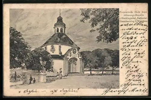 AK Unterhaching b. München, Projektierte Herz Jesu-Sühnungs-Kapelle