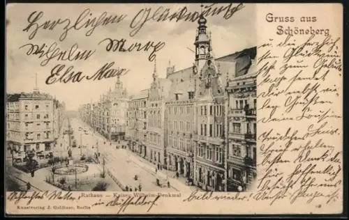 AK Schöneberg, Rathaus, Kaiser-Wilhelm-Denkmal