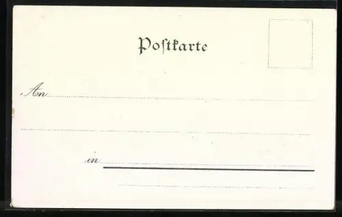 Lithographie Cannstatt, Stadtansicht mit Neckarbrücke und Kirche