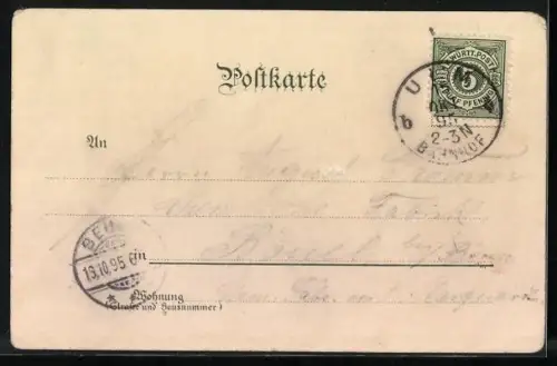 Vorläufer-Lithographie Ulm / Donau, 1895, Münster, Rathaus, Stadtansicht