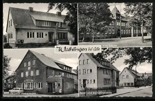 AK Wathlingen bei Celle, Post, Alte Schule, Gasthaus Habermann, Spar- und Darlehenskasse