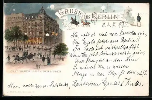 Lithographie Berlin, Café Bauer Unter den Linden