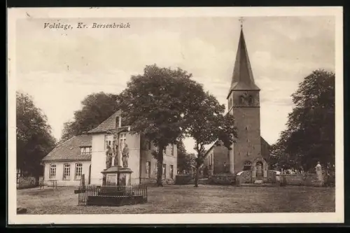 AK Voltlage /Bersenbrück, Kirche, Pfarrhaus, Kriegerdenkmal