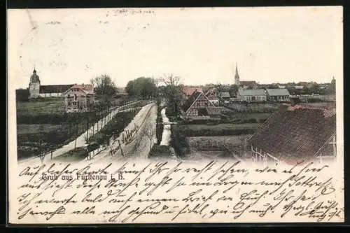 AK Fürstenau i. H., Ortsansicht, Kirche, Strassenpartie
