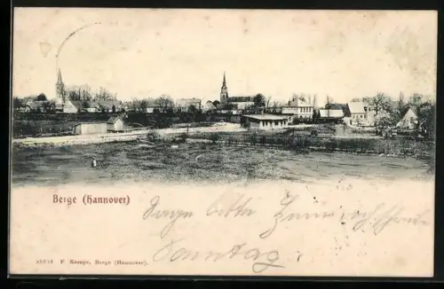 AK Berge /Hannover, Ortsansicht mit Kirche und Wohnhäusern