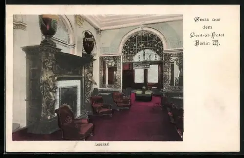AK Berlin, Central-Hotel, Lesesaal