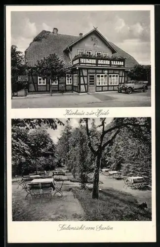 AK Mellendorf b. Hannover, Kurhaus zur Heide, Gartenansicht, Inh. Albert Krause