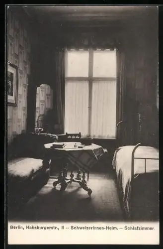 AK Berlin-Schöneberg, Schweizerinnen-Heim, Schlafzimmer, Habsburgerstrasse