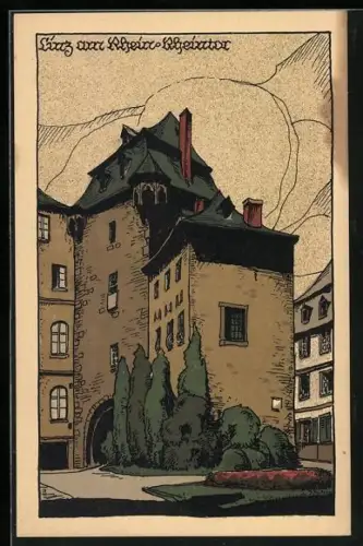 Steindruck-AK Linz am Rhein, Altes Rheintor