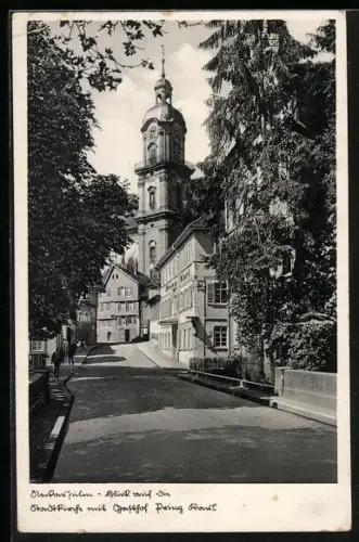 AK Neckarsulm, Stadtkirche mit Gasthof Prinz Karl