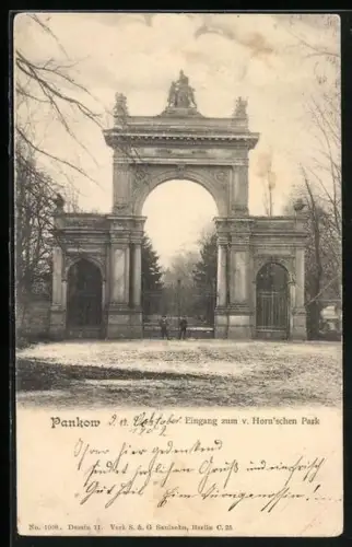 AK Berlin-Pankow, Eingang zum v. Horn`schen Park