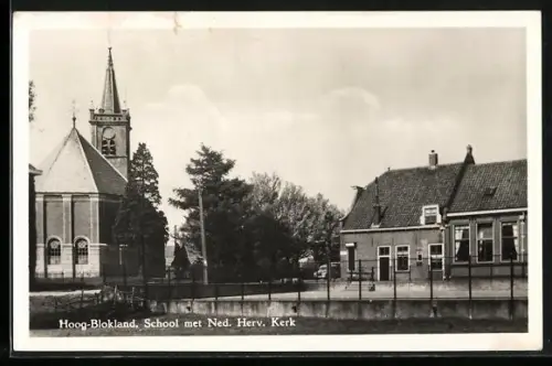 AK Hoog-Blokland, School med Ned. Herv. Kerk, Schule und Kirche