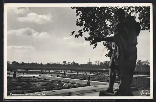 AK Hannover-Herrenhausen, Gartenansicht aus der Vogelschau