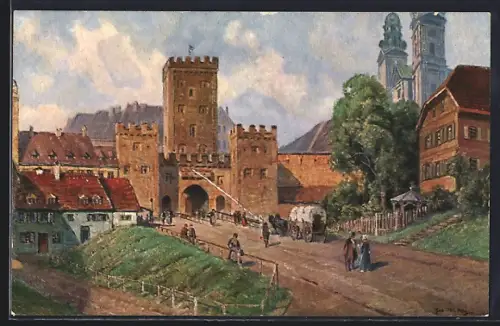 Künstler-AK München, Schwabinger Tor
