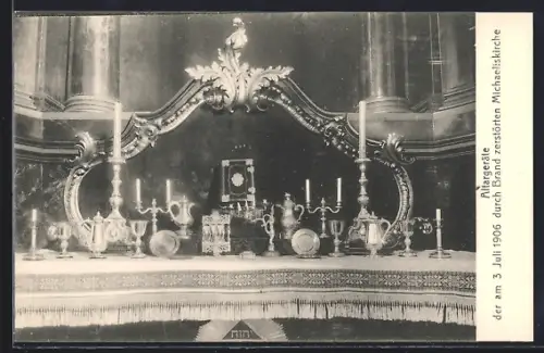 AK Hamburg-Neustadt, 1906 zerstörte Michaeliskirche, Altargeräte
