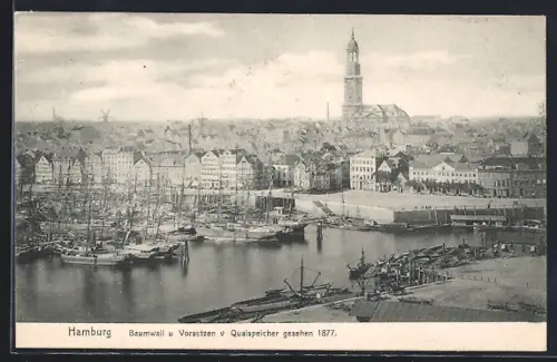 AK Hamburg, Baumwall u. Vorsetzen vom Quaispeicher gesehen 1877
