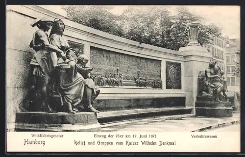 AK Hamburg, Relief und Gruppen vom Kaiser Wilhelm Denkmal