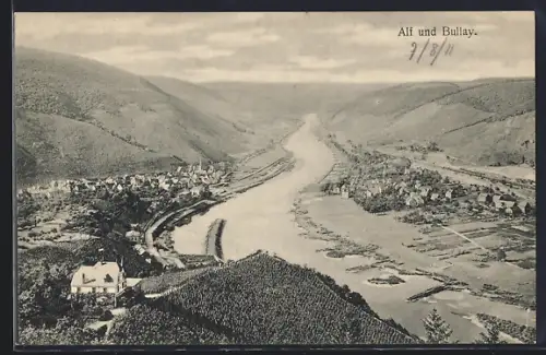 AK Alf, Moselpartie mit Alf und Bullay