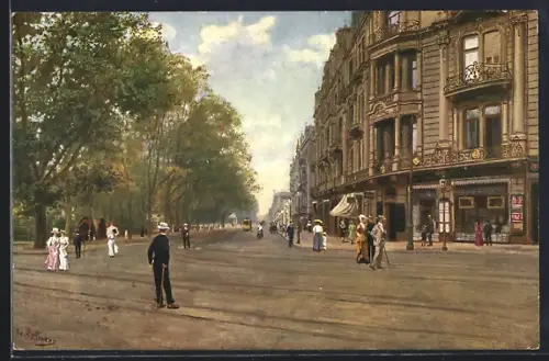 AK Wiesbaden, Wilhelmstrasse