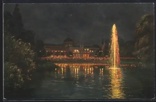 AK Wiesbaden, Kurgarten bei Illumination