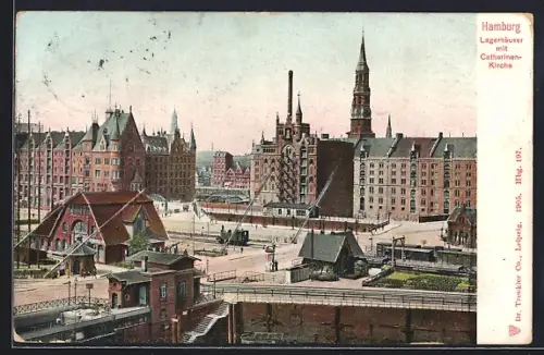 AK Hamburg, Lagerhäuser, Catharinen-Kirche