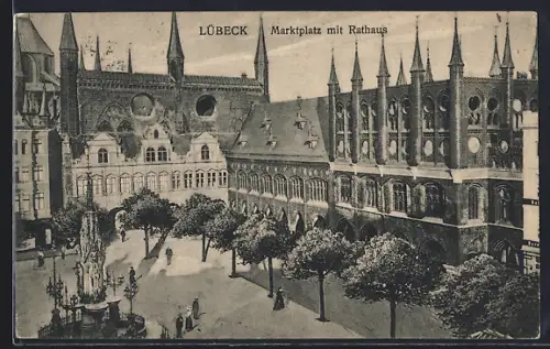 AK Lübeck, Marktplatz, Rathaus