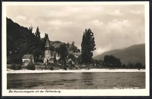 AK Falkenburg / Rhein, Klemenskapelle mit der Falkenburg